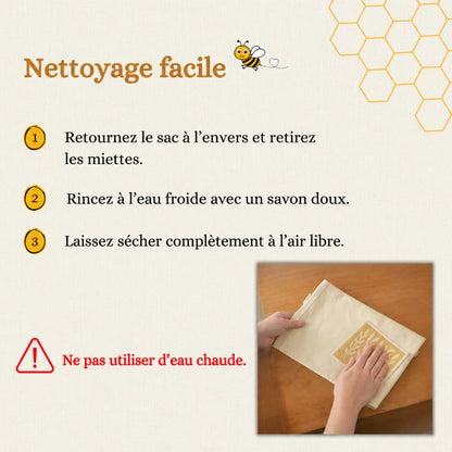 Sacs à pain premium 100 % coton-cire d'abeille - par Cosylis