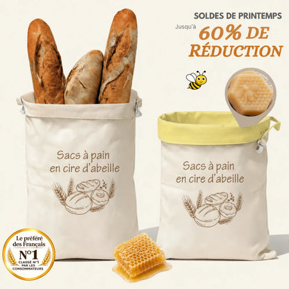 Sacs à pain premium 100 % coton-cire d'abeille - par Cosylis
