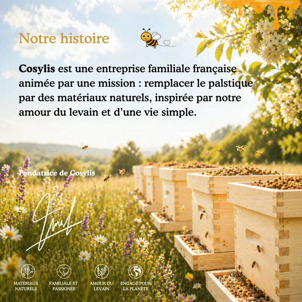 Sacs à pain premium 100 % coton-cire d'abeille - par Cosylis