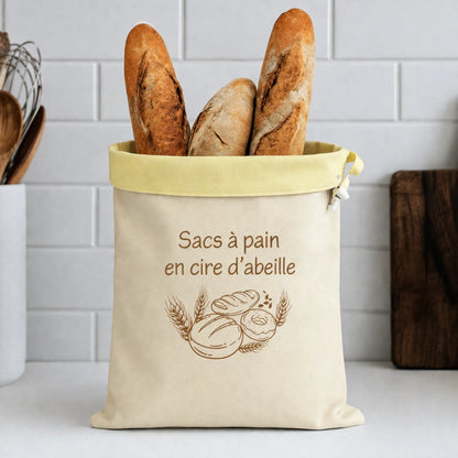 Sacs à pain premium 100 % coton-cire d'abeille - par Cosylis