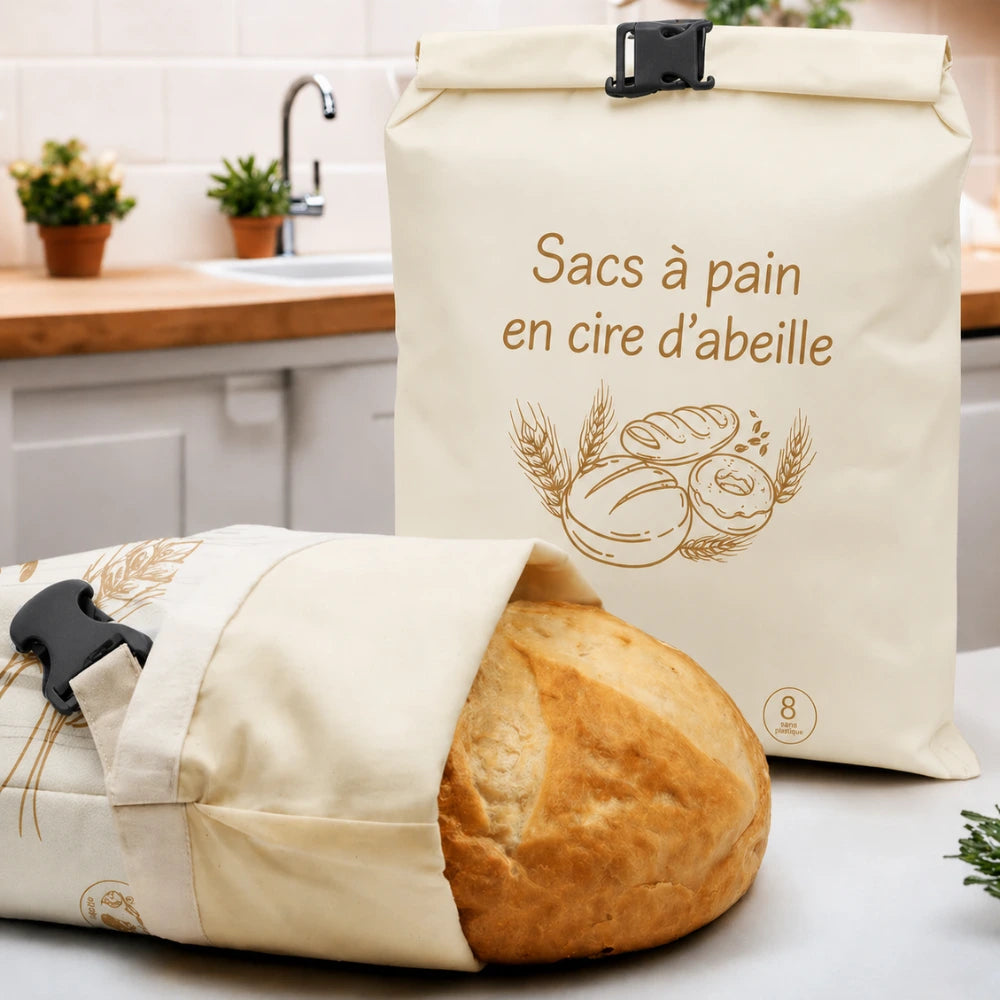 Sacs à pain premium 100 % coton-cire d'abeille - par Cosylis