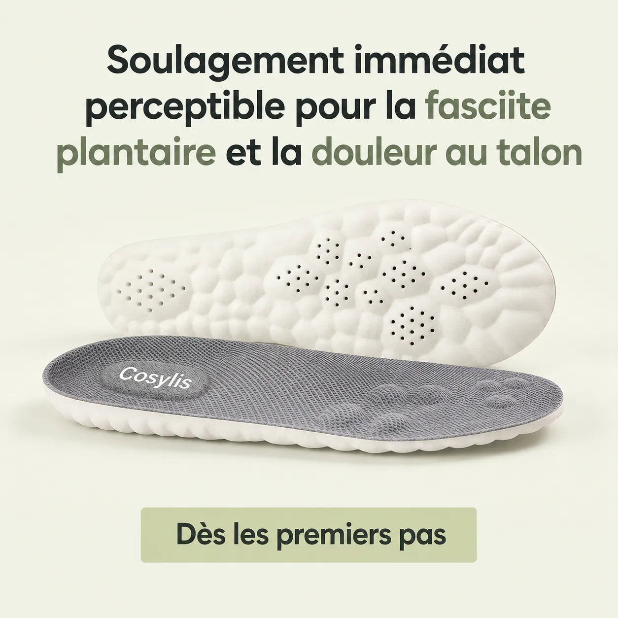 Semelles orthopédiques pour soulager les douleurs au talon et la fasciite plantaire.