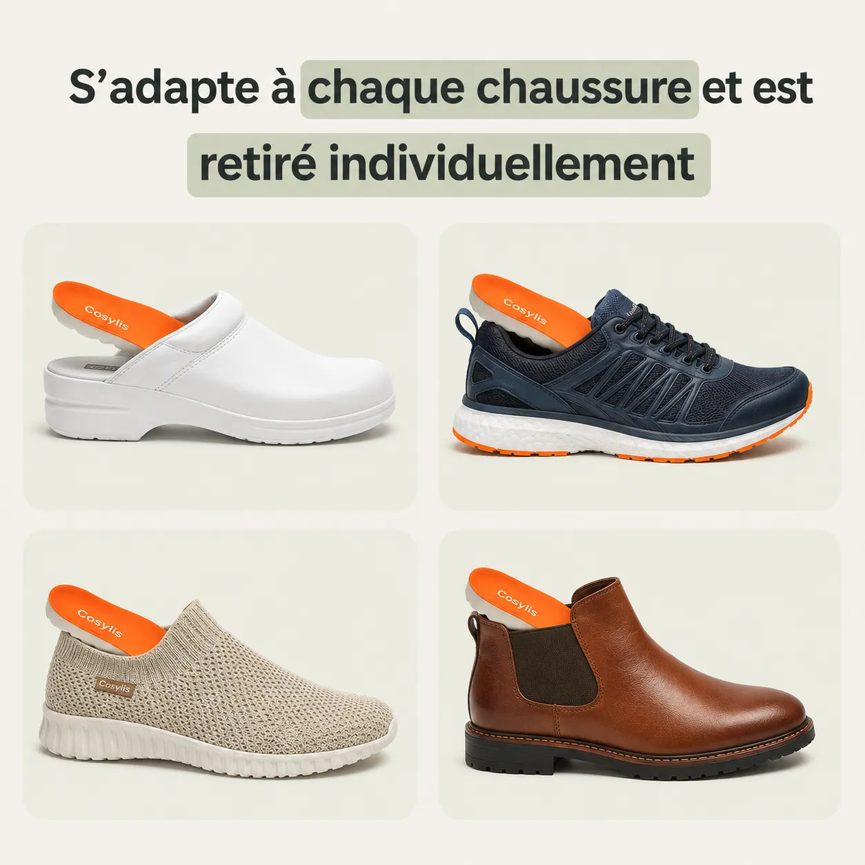 Semelles orthopédiques pour soulager les douleurs au talon et la fasciite plantaire.